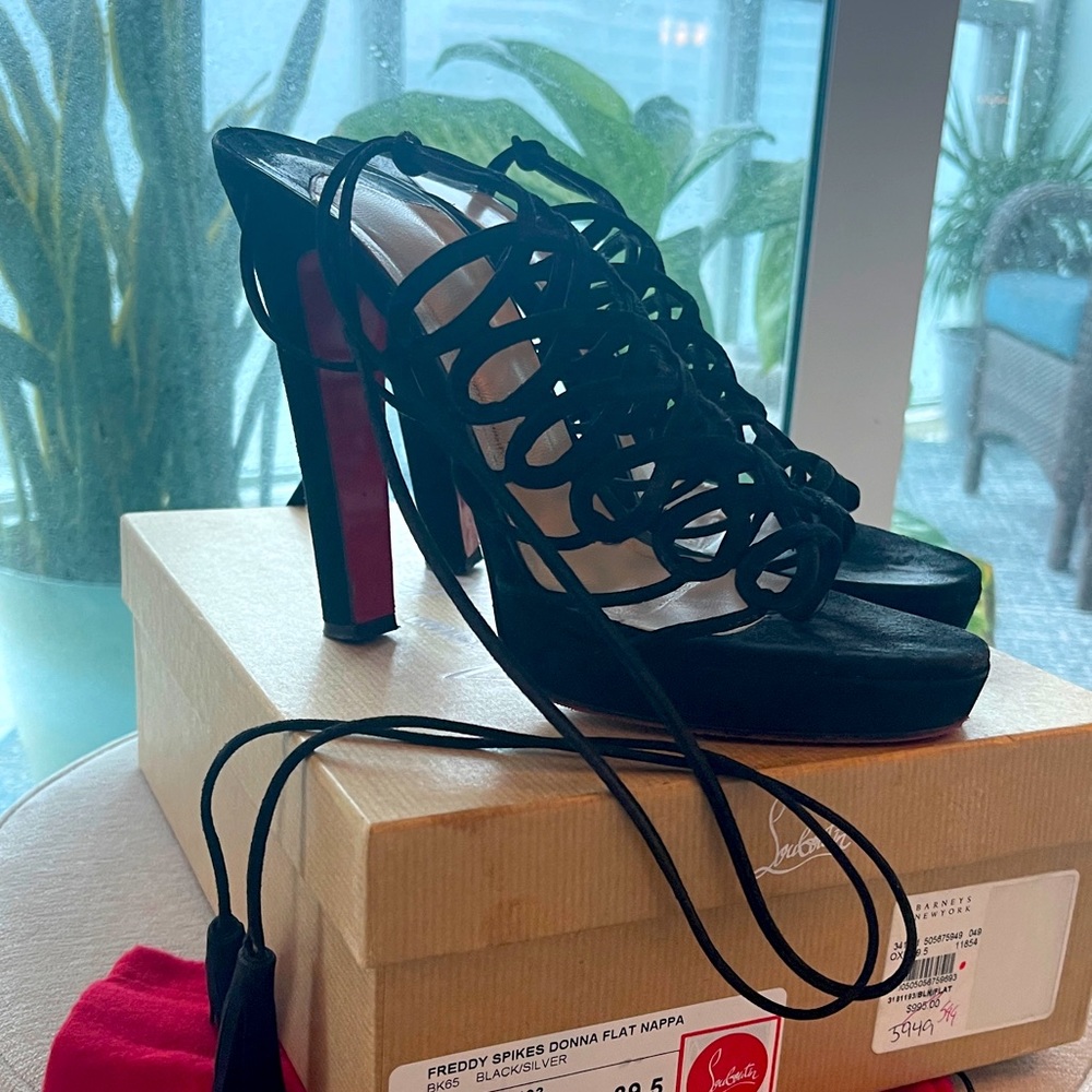 Christian Louboutin Suede Strappy Heels, Eur size 40